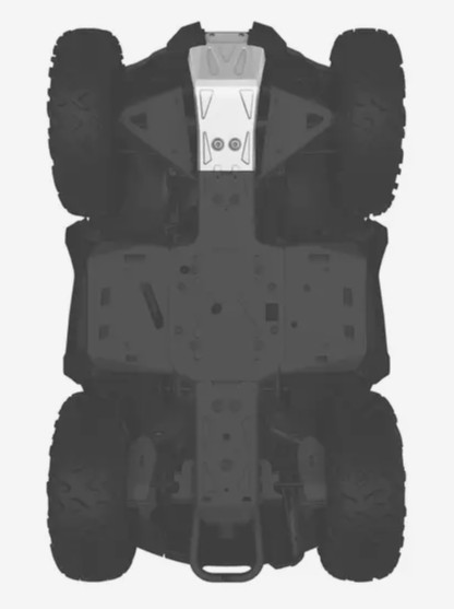 Placă frontală Can‑Am Outlander 715000926 din aluminiu, protecție robustă pentru cadru și suspensie pe teren off‑road accidentat.