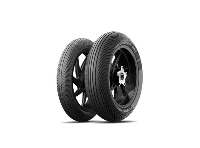 Anvelopă Michelin Power Rain+ 19/69R17 pentru curse pe ploaie. Grip excelent și control maxim pe circuit umed.