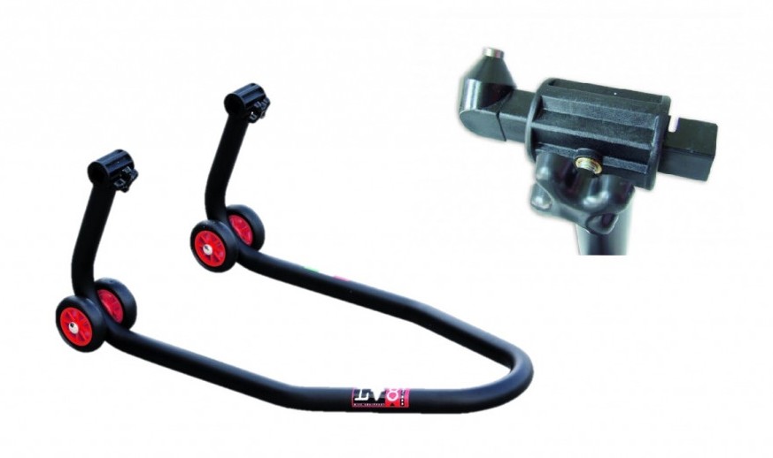Stander față universal LV8 DIAVOL E600D cu kit cursoare conice E600/07 pentru service și întreținere moto profesională.