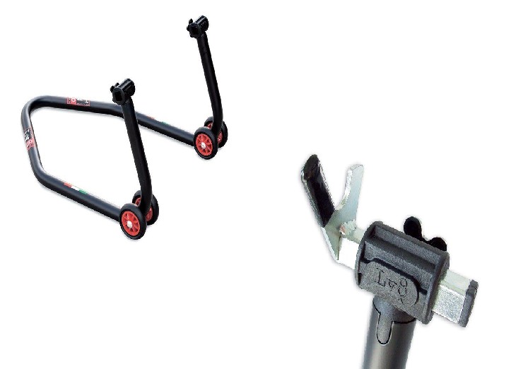 Stander spate universal LV8 DIAVOL E620D cu adaptoare V Fork E620/08C pentru service și întreținere moto profesională.