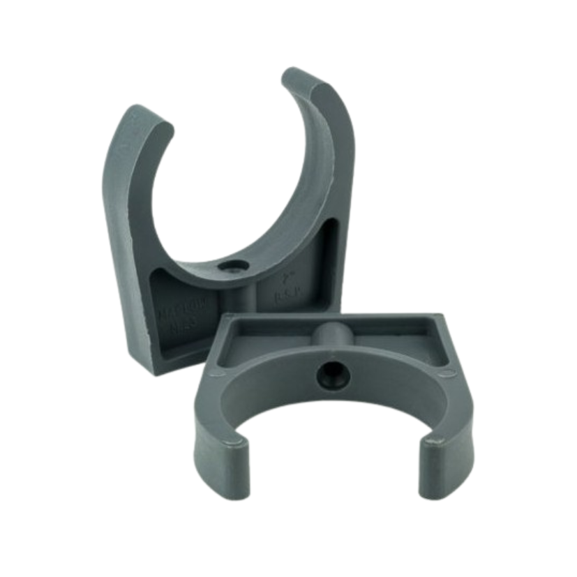 Clema K-Tech M.19 38mm pentru fixare furci moto. Suport plastic profesional pentru service suspensii și depozitare sigură.